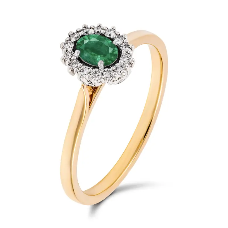 Pierścionek ze szmaragdem i diamentami Pierścionek ze szmaragdem i diamentami